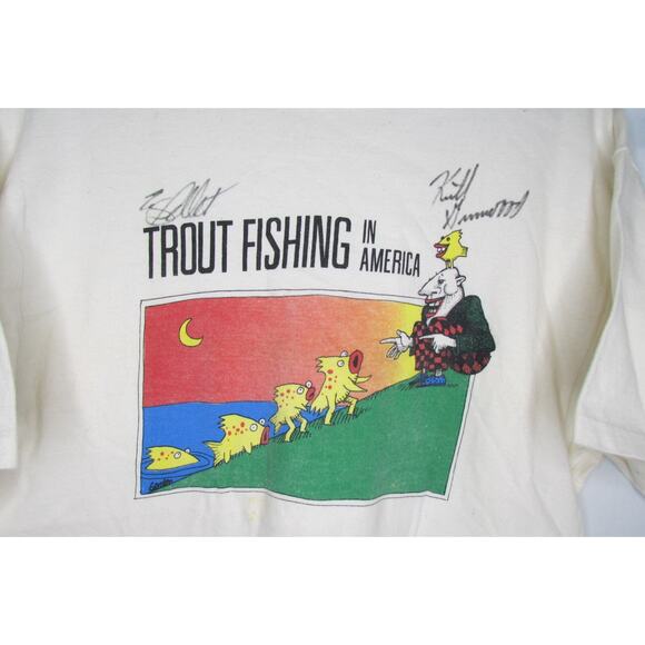Trout Fishing in America T Shirt Signed Autographed Grimwood Idlet Sz M Vintage - Picture 2 of 6
